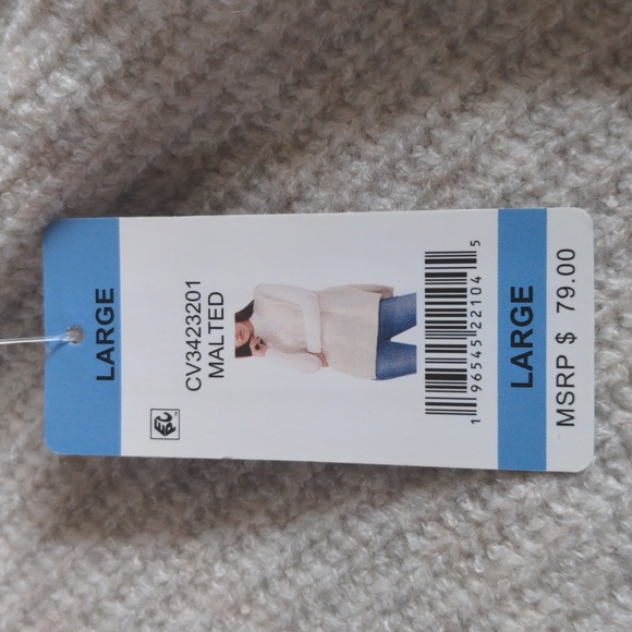 NWT Vince Camuto Sweater Vest Cream Knit Size L Soft Warm Acrylic Poly … - Picture 4 of 12